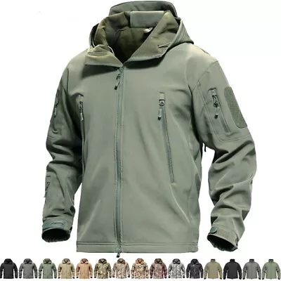 Buy Mens Waterproof Soft Shell Jacket Tactical Hoodie Winter Warm Military Coats Top • 44.39£