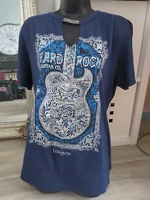 Buy Brand New Hard Rock Blue/Silver T Shirt XXL..Sz16 • 10£