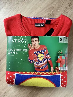 Buy Mens Lidl Logo Christmas Jumper Red Size 34/36 Small Official Festive Xmas GIFT • 19.99£