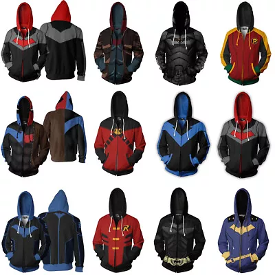 Buy Titans Batman 3D Hoodies Sweatshirt Cosplay Superhero Robin Jacket Coat Costumes • 18.60£