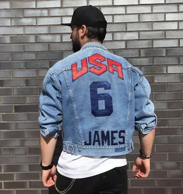 Buy Lebron James USA Jersey Denim Jacket NBA Basketball • 32£