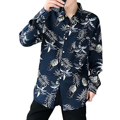 Buy Men Shirt Long Sleeve Versatile Spring Coconut Tree Print Casual Shirt Quick • 12.49£