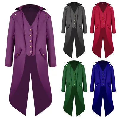 Buy Men's Gothic Victorian Steampunk Party Long Tailcoat Frock Jacket Costume • 17.99£