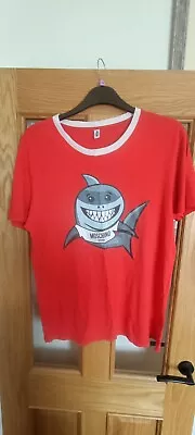 Buy Mens Moschino Swim MOSCHINO Shark Red  Print Tee T Shirt Size XL • 60£