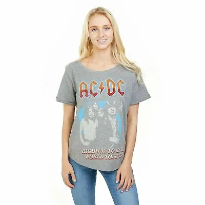 Buy Official AC/DC Ladies Highway World Tour 79 Fashion T-Shirt Grey S - XXL • 13.99£