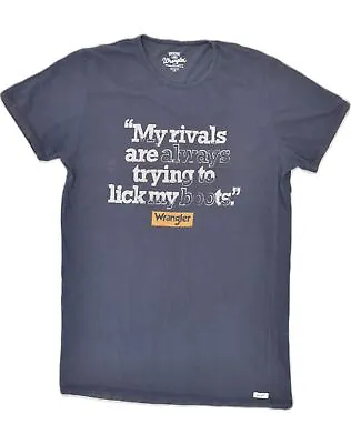 Buy WRANGLER Mens Regular Fit Graphic T-Shirt Top Medium Navy Blue Cotton WA13 • 7.12£
