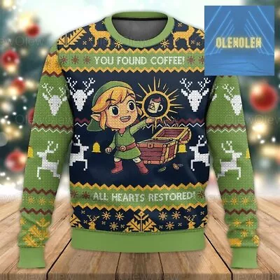 Buy Legend Of Zelda Ugly Sweater, You Found Coffee All Hearts Restored Ugly Christma • 35.99£