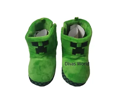 Buy Minecraft Creeper Boots Green 3D Gaming House Kids Shoes Slipper Footwear NEW • 9.98£