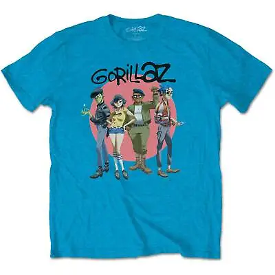 Buy Gorillaz  - Official Unisex T- Shirt -  Group Circle Rise - Blue Cotton • 17.99£