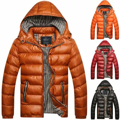 Buy Mens Long-Sleeve Windproof Puffer Hoody Coat Winter Warmer Quilted Padded Jacket • 28.07£