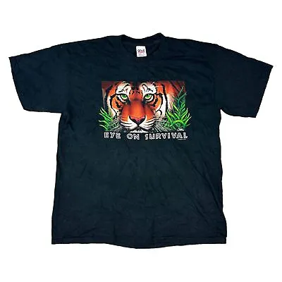 Buy Wildlife Graphic Print T-Shirt Tiger Single Stitch USA T-Shirt Black Mens XL • 29.99£