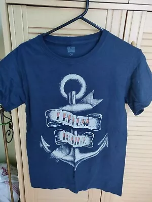 Buy Navy Graphic T Shirt Top Kids L Blue Anchor I Refuse To Sink Short Sleeve • 4.33£