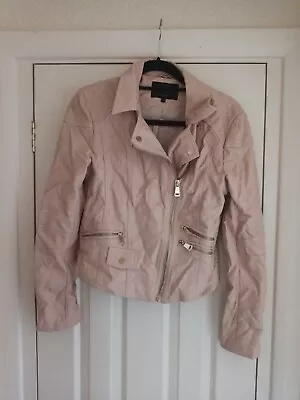 Buy River Island Pu Leather Jacket Size 12 Pink Biker • 12£