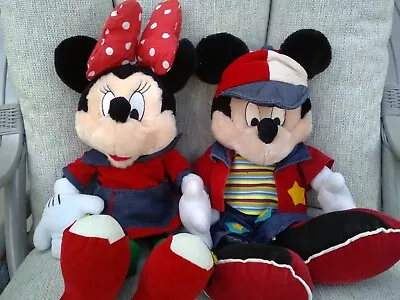 Buy Walt Disney Velvet And Denim Mickey And Minnie Plush Soft Toys • 14£