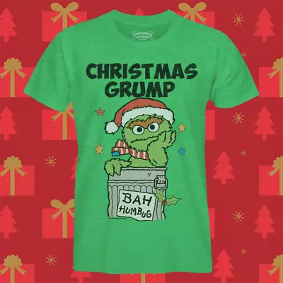 Buy Men's Sesame Street Oscar Christmas Grump T-Shirt XS S M L XL XXL Bah Humbug Top • 17.99£
