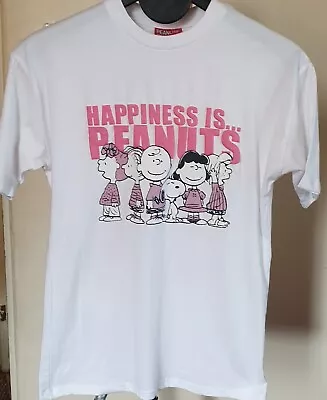 Buy Peanuts T Shirt Women White And Pink Size 2XS 4/6 3D Writings. Bust 20.5  • 10£
