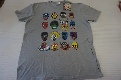 Buy Marvel Men's Comics Faces T-Shirt - GREY - XL • 9.99£