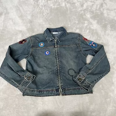 Buy Disney Resort Paris Denim Jacket Women’s Or Youth Large Blue Patches Embrodiered • 49.99£