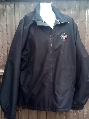 Buy Guinness Unisex Black Fleece Lined Graphic Logo Bomber Jacket UK XL • 20£