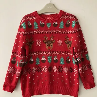 Buy Festive Fun Christmas Sweater Jumper Red Reindeer Age 6-7 Years • 3£