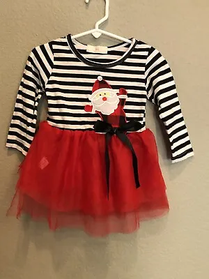 Buy Santa Dress With Black And White Long Sleeve Top And Red Tulle Skirt Size 2T • 9.45£