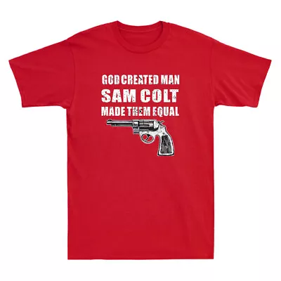 Buy God Created Man Sam Colt Made Them Equal Pro Gun Quote Vintage Men's T-Shirt Top • 17.99£