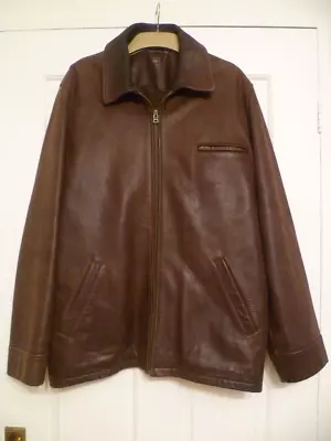 Buy Marks & Spencer Blue Harbour Gents Mid Brown Leather Jacket Size M 38-40in Chest • 65£
