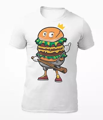 Buy King Burger Man With Medieval Wooden Club - Funny Men's T-Shirt -Women's T-Shirt • 9.99£