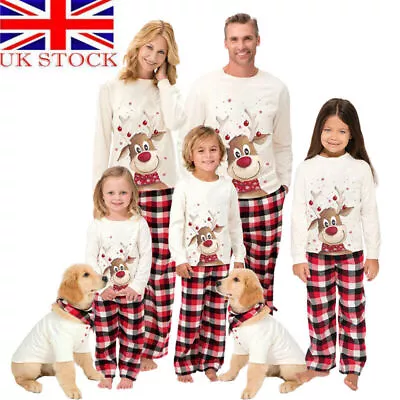 Buy Christmas Elk Pyjamas Set Kids Family Pet Matching Nightwear Xmas Casual PJs • 7.22£