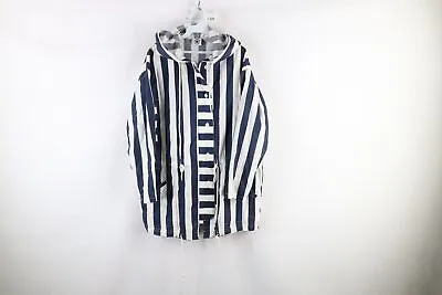 Buy Vtg 90s Streetwear Womens Medium Faded Oversized Striped Hooded Sailing Jacket • 50.98£