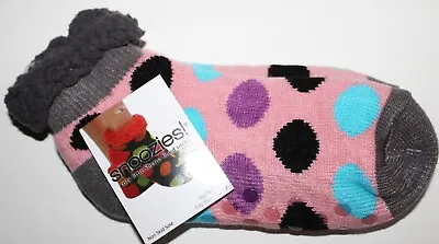Buy Snoozies Cosy Sherpa Lined Socks Colour Grey Style  Big Dots Size 3/7 New • 5.99£