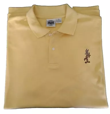 Buy Looney Tunes Classic Polo Shirt Men's XL Yellow Wile E Coyote Vintage Summer • 14.50£