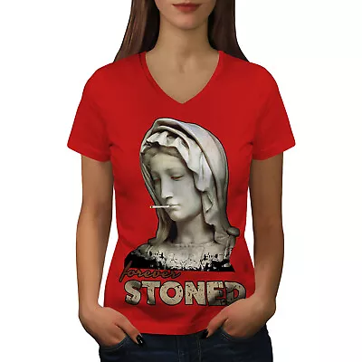 Buy Wellcoda Stoned Blunt Stoner Womens V-Neck T-shirt, Ancient Graphic Design Tee • 15.99£