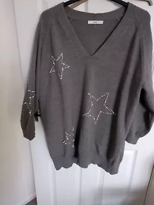 Buy Next Grey Christmas V Neck Jumper Size XL With Beads & Pearls • 4.99£