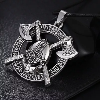 Buy Vikings Rune Charm Necklace Slavic Amulet Pendant Necklaces Men Jewelry Gift DS • 5.16£