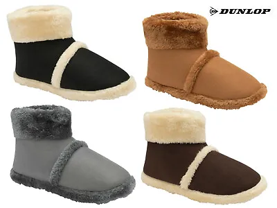 Buy Mens Dunlop Boot Slippers Stylish Warm Soft Comfy Faux Fur Lining Outdoor Sole • 15.95£