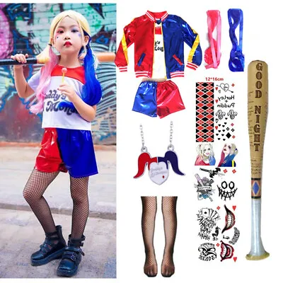 Buy Carnaval Girls Costume Suicide Squad Harley Quinn Kids Cosplay Fancy Dress 2023 • 12.99£