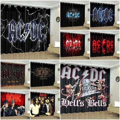 Buy ACDC Rock Bands Music Pair Thick Blackout Curtains Thermal Ring Top Eyelet Gift • 22.64£