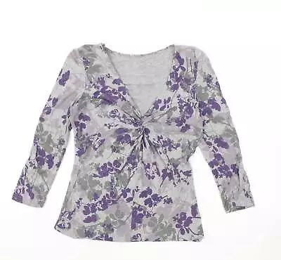 Buy Phase Eight Womens Grey Floral Viscose Wrap T-Shirt One Size V-Neck • 6.25£