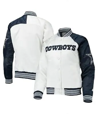 Buy Starter Dallas Cowboys Endzone White And Blue Letterman Varsity Jacket • 99.99£
