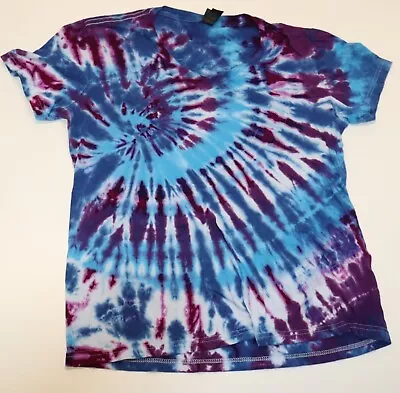 Buy Tie Dye T-Shirt Women's XL Purple Midnight Spin Softstyle V-Neck Short Sleeve • 18£
