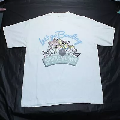 Buy Looney Tunes TAZ T Shirt Mens XL White Full Graphic 90s Lets Go Bowling 1991 • 44.99£