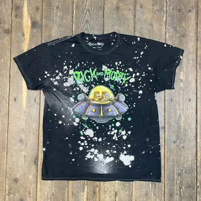 Buy Rick And Morty T-Shirt Mens Y2K Graphic Print Short Sleeve Tee Black Large • 15£