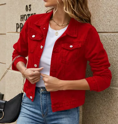 Buy UK Womens Denim Jackets Jeans Coats Casual Tassel Long Sleeve Lapel Button Loose • 15.56£