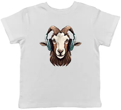 Buy Goat DJ Kids T-Shirt Headphones Techno Rock Punk Rap Music Childrens Boys Girls • 5.99£