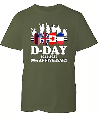Buy D-Day 80th Anniversary T-Shirt, UK Remembrance Military Normandy Landings Top • 11.99£