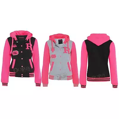 Buy Girls Boys Kids Button-Down Hoodies Sweatshirt Baseball Hoody Hooded Jacket Top • 5.59£
