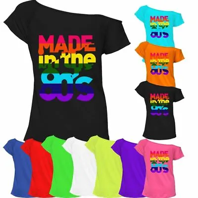 Buy Ladies Made In The 80s T Shirt Top Off Shoulder Retro Party Outfit 6943Lot • 12.99£