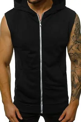 Buy Mens Sleeveless Hooded Zipper Sweatshirt Hoodie Gilet Jacket Casual Jumper Top • 6.99£