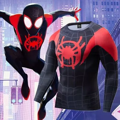 Buy New Miles Morales Spider-Man Into The Spider-Verse Cosplay T-shirts Tee • 15.59£